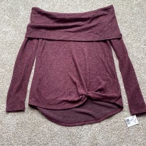 Burgundy Off the Shoulder Sweater -Size Small, NWT